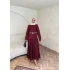Keten Kırışık Etek Takım - Bordo