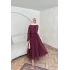 Massi Etekli Şifon Takım - Bordo