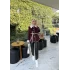Monah Biyeli Kaşe Kaban - Bordo