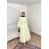 Nervür Bağlamalı Vual Elbise - Sarı -