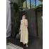 Nes Yaka Tasarım Elbise - Bej
