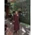 Nes Yaka Tasarım Elbise - Bordo