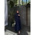 Nes Yaka Tasarım Elbise - Lacivert