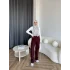 Oysh Kumaş Pantolon - Bordo