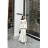 Peplum Balon Saten Takım - Bej