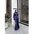Peplum Balon Saten Takım - Lacivert