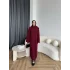 Pln-Atkı Örgü Triko Elbise - Bordo