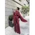 Raddan Pelerinli Keten Takım - Bordo