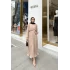 Talia Piliseli Şifon Elbise - Bej