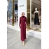 Yamore Gold Düğme Detaylı Elbise - Bordo