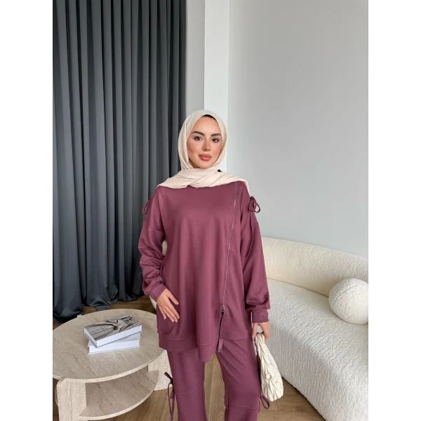 Adella Bağcıklı Oysh Takım - Mürdüm