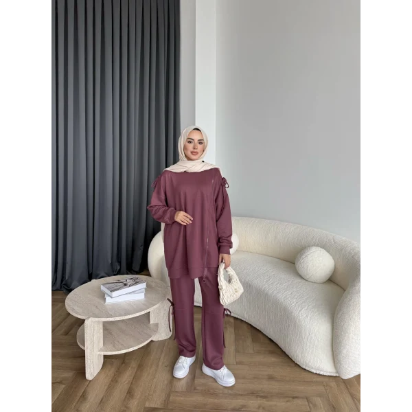 Adella Bağcıklı Oysh Takım - Mürdüm