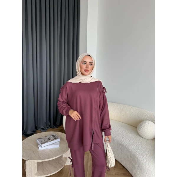 Adella Bağcıklı Oysh Takım - Mürdüm