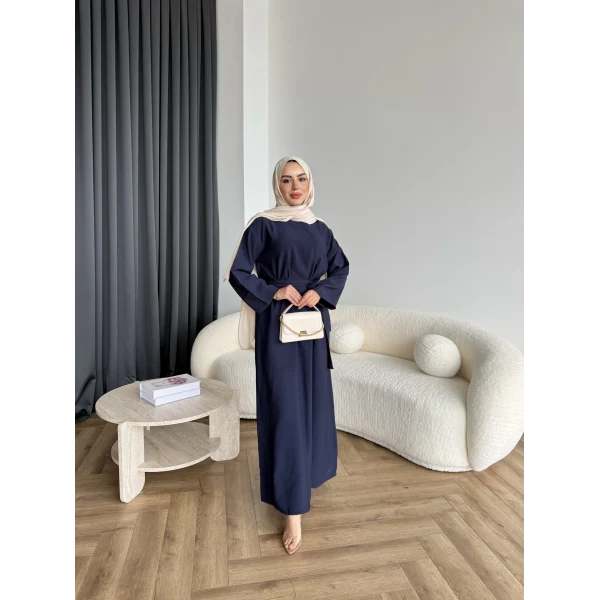 Adeny Krep Kumaş Elbise - Lacivert