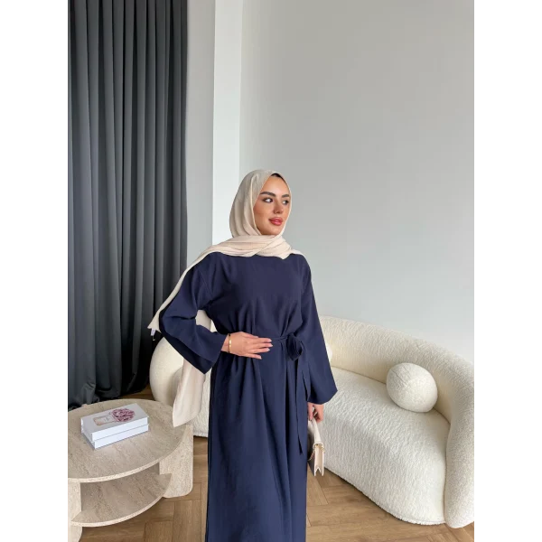 Adeny Krep Kumaş Elbise - Lacivert