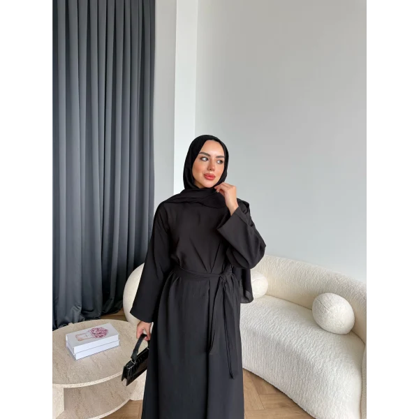 Adeny Krep Kumaş Elbise - Siyah