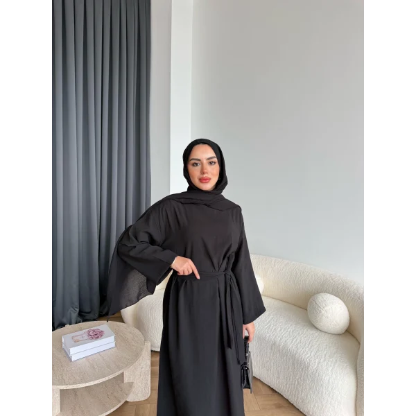 Adeny Krep Kumaş Elbise - Siyah