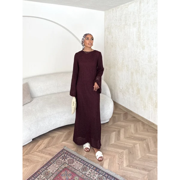 Ajur Elbise - Bordo