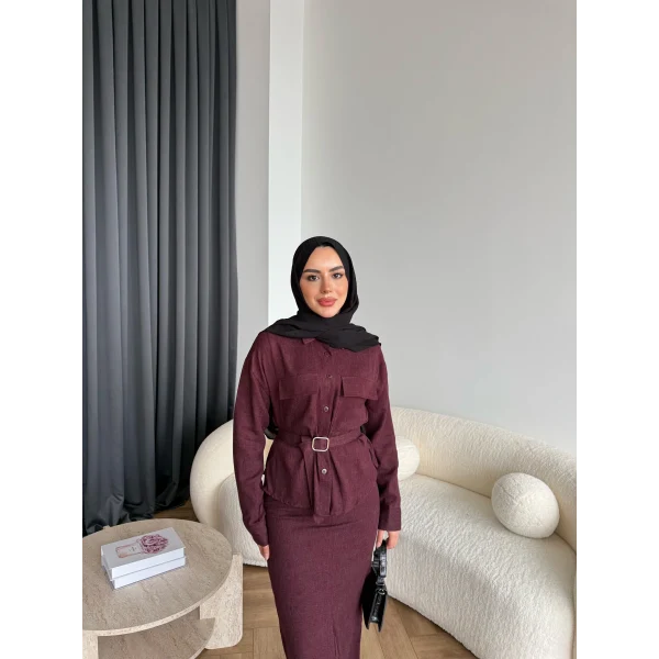 Alvina İndirimli Takım - Bordo