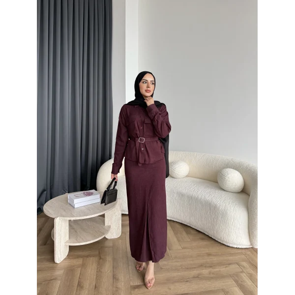 Alvina İndirimli Takım - Bordo