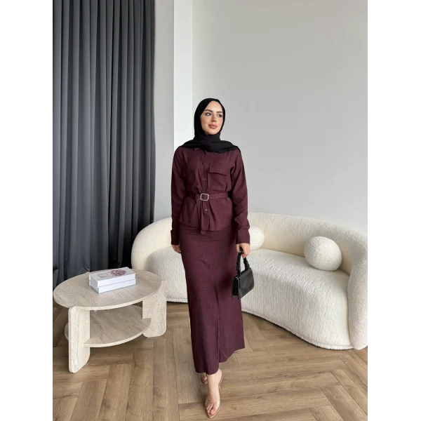 Alvina İndirimli Takım - Bordo