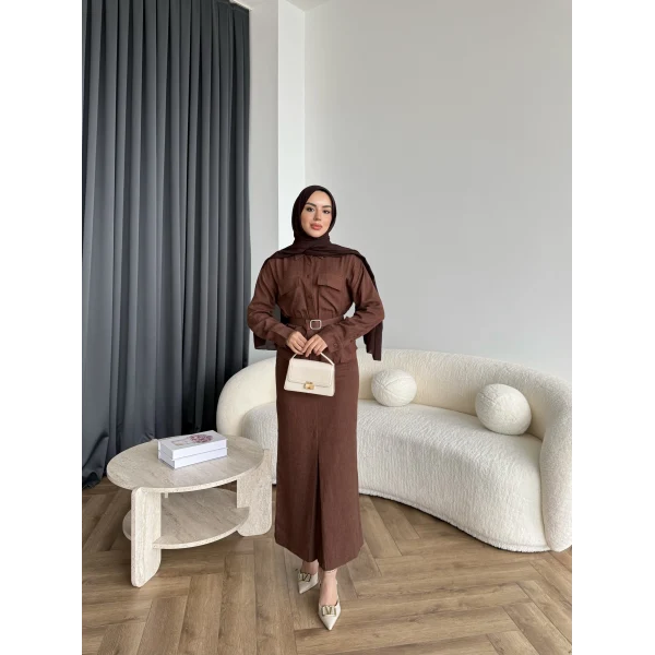 Alvina İndirimli Takım - Kahve