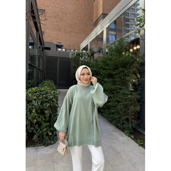 Balon Kol Triko Kazak - Mint