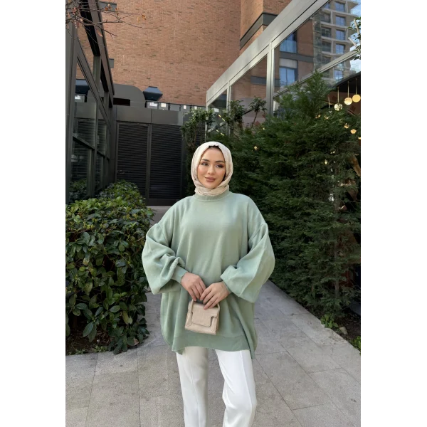 Balon Kol Triko Kazak - Mint