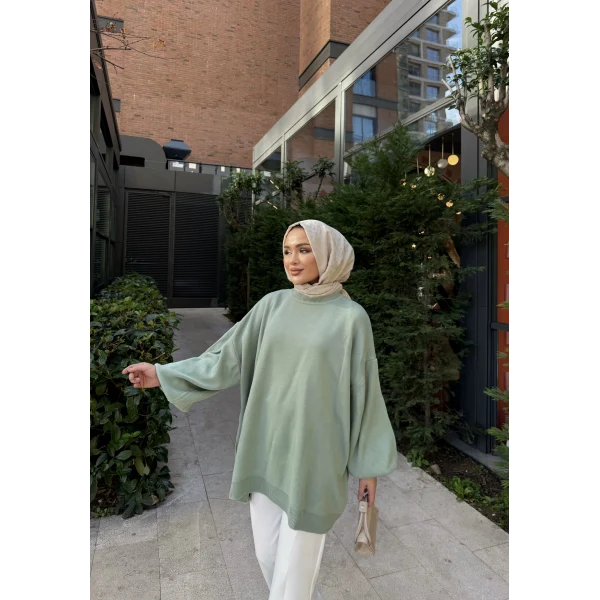 Balon Kol Triko Kazak - Mint