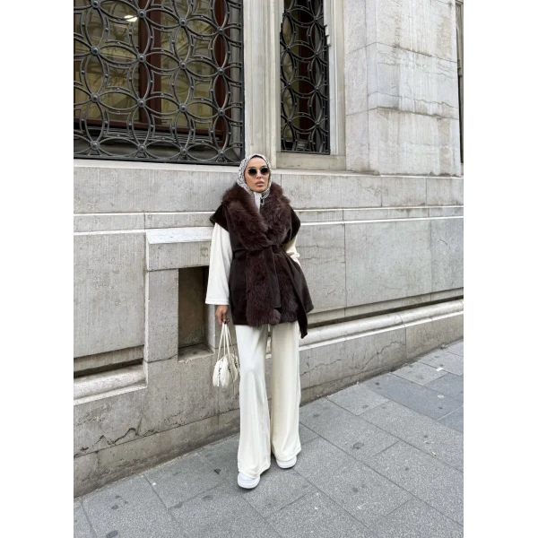 Baslin Kürk Yelek - Acı Kahve