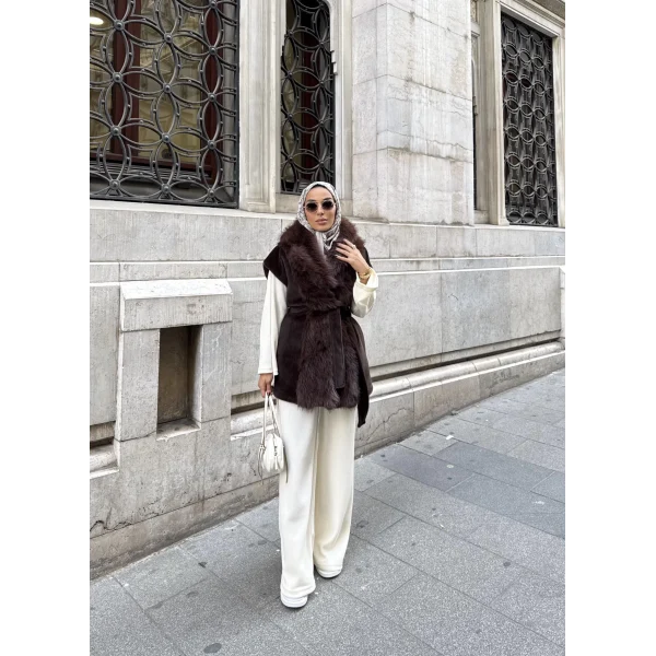 Baslin Kürk Yelek - Acı Kahve