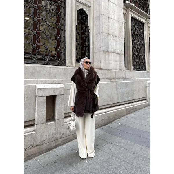 Baslin Kürk Yelek - Acı Kahve