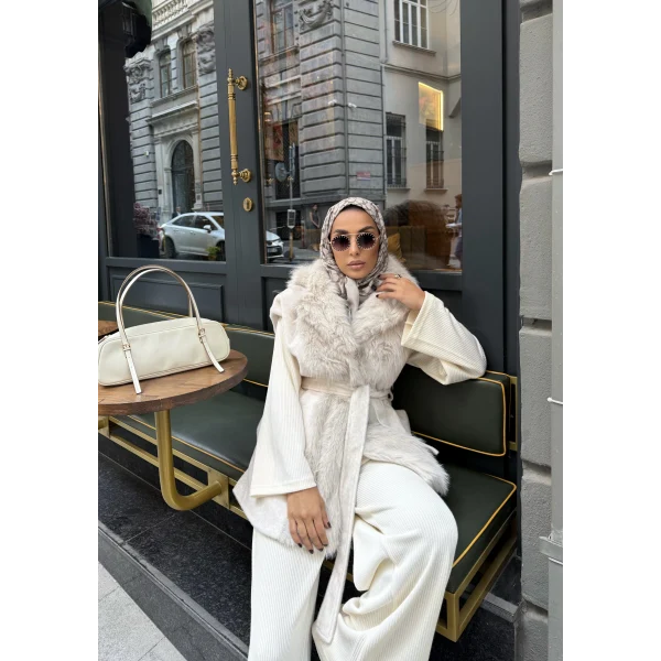 Baslin Kürk Yelek - Bej