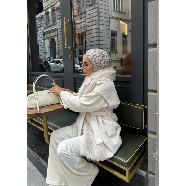 Baslin Kürk Yelek - Bej