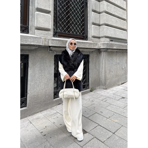 Baslin Kürk Yelek - Siyah