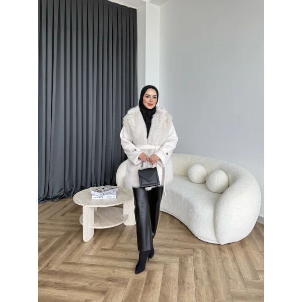 Belsane Kürk Mont - Bej