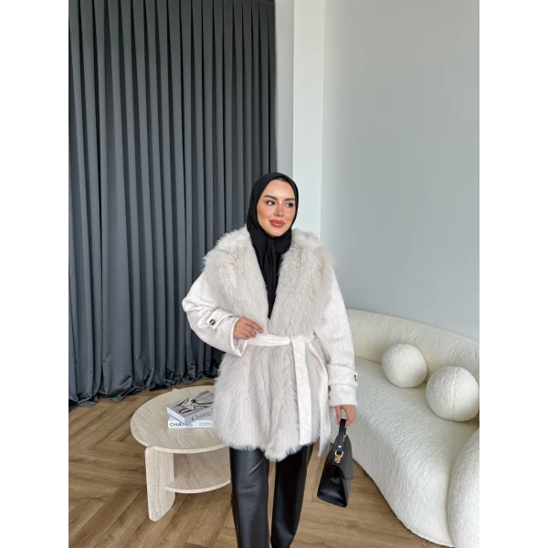 Belsane Kürk Mont - Bej