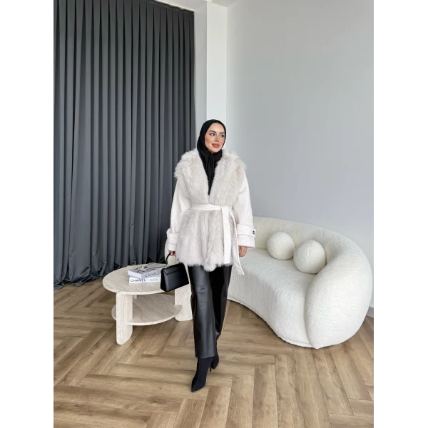 Belsane Kürk Mont - Bej