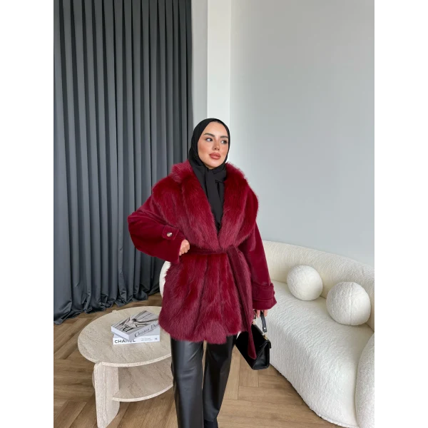 Belsane Kürk Mont - Bordo