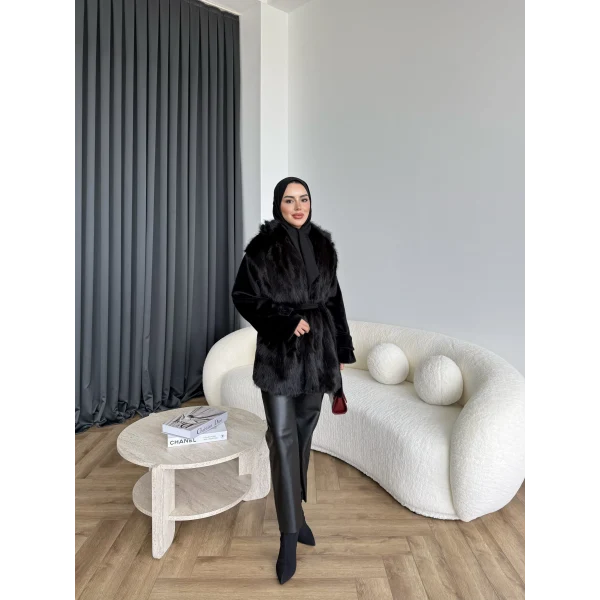 Belsane Kürk Mont - Siyah