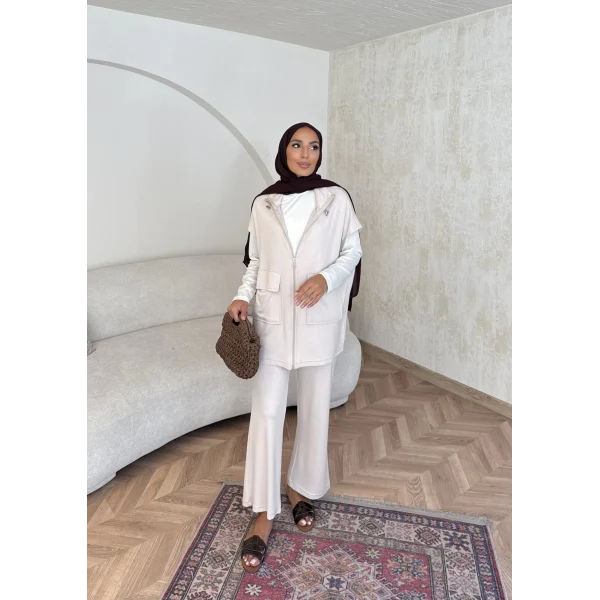 Bluen Yelekli Takım - Bej