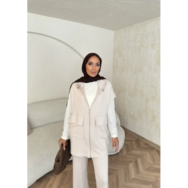 Bluen Yelekli Takım - Bej