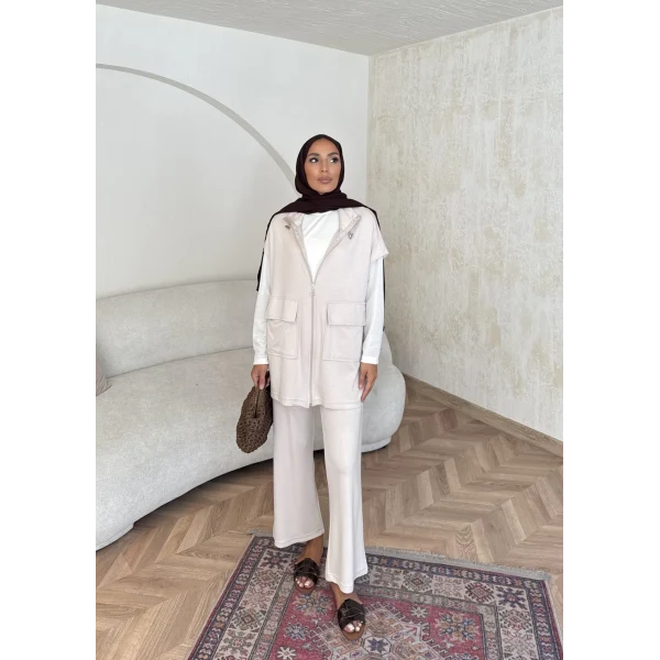 Bluen Yelekli Takım - Bej