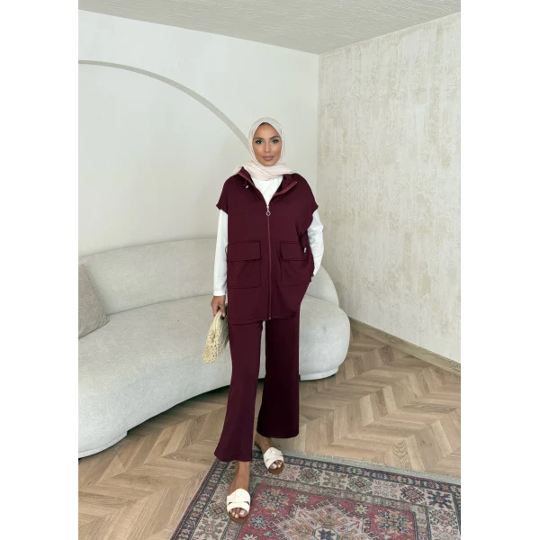 Bluen Yelekli Takım - Bordo