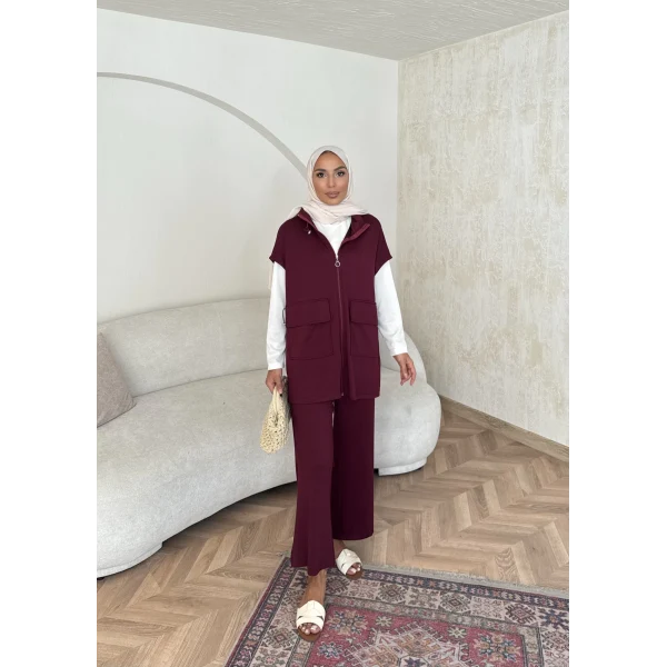 Bluen Yelekli Takım - Bordo