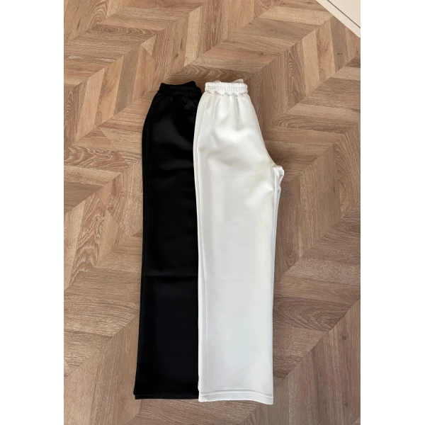 Boru Paça Scuba Pantolon - Beyaz