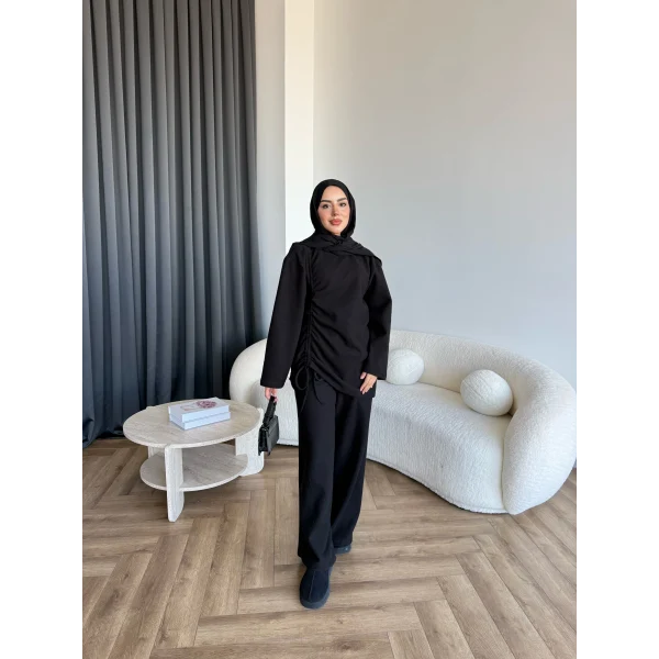 Btç-Özdet Yan Büzgülü Takım - Siyah