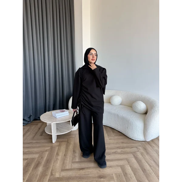 Btç-Özdet Yan Büzgülü Takım - Siyah