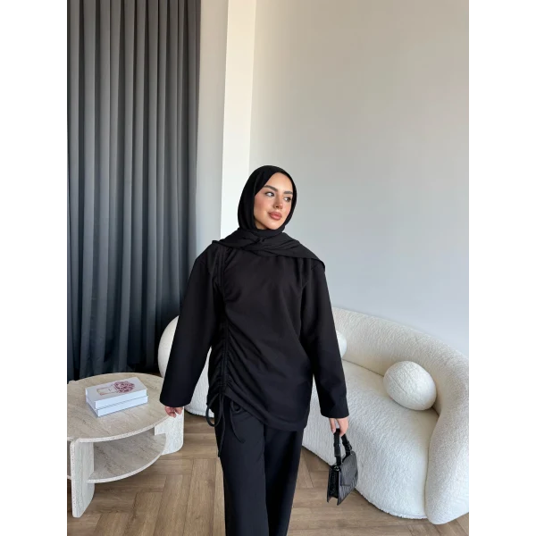 Btç-Özdet Yan Büzgülü Takım - Siyah