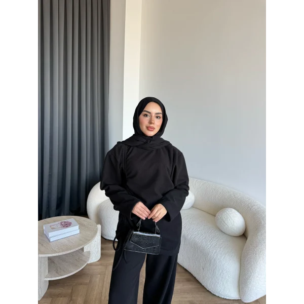 Btç-Özdet Yan Büzgülü Takım - Siyah